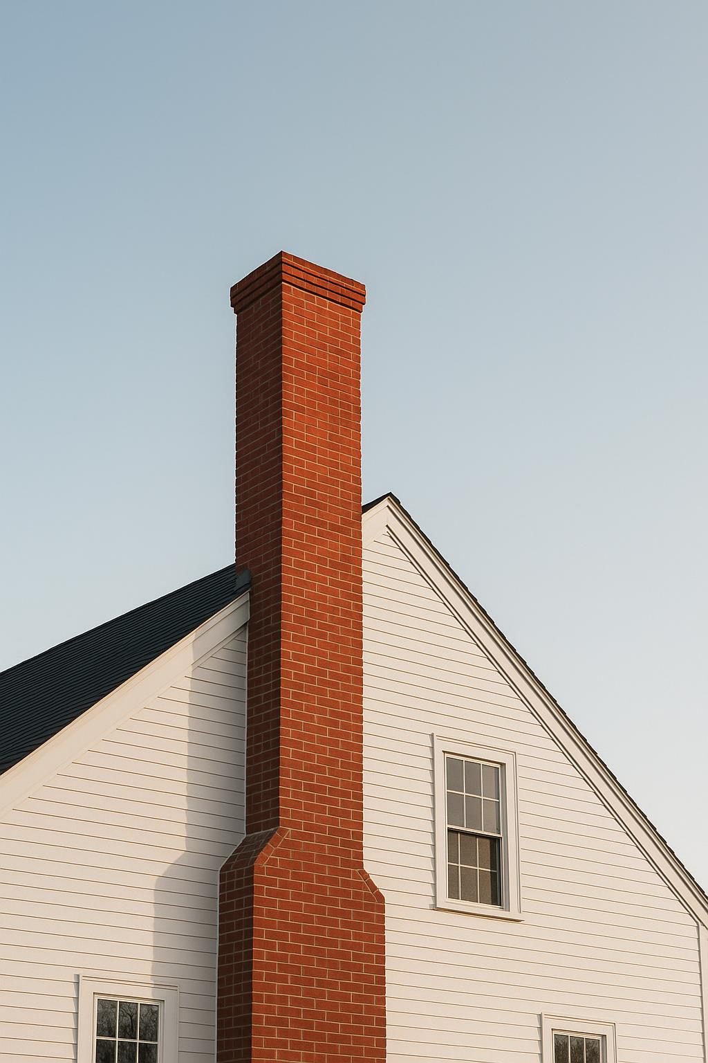 Brick chimney on a colonial house (illustration)